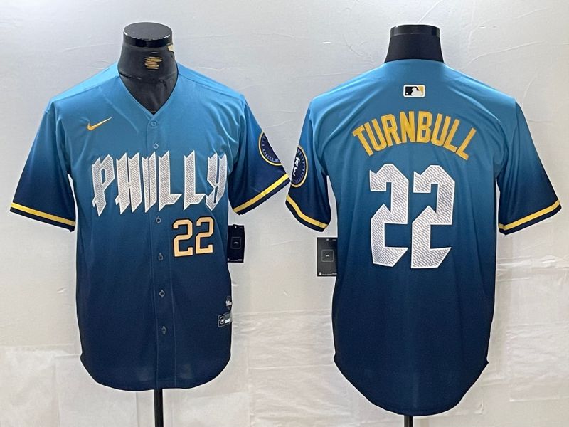 Men Philadelphia Phillies #22 Turnbull Blue City Edition Nike 2024 MLB Jersey style 2->philadelphia phillies->MLB Jersey